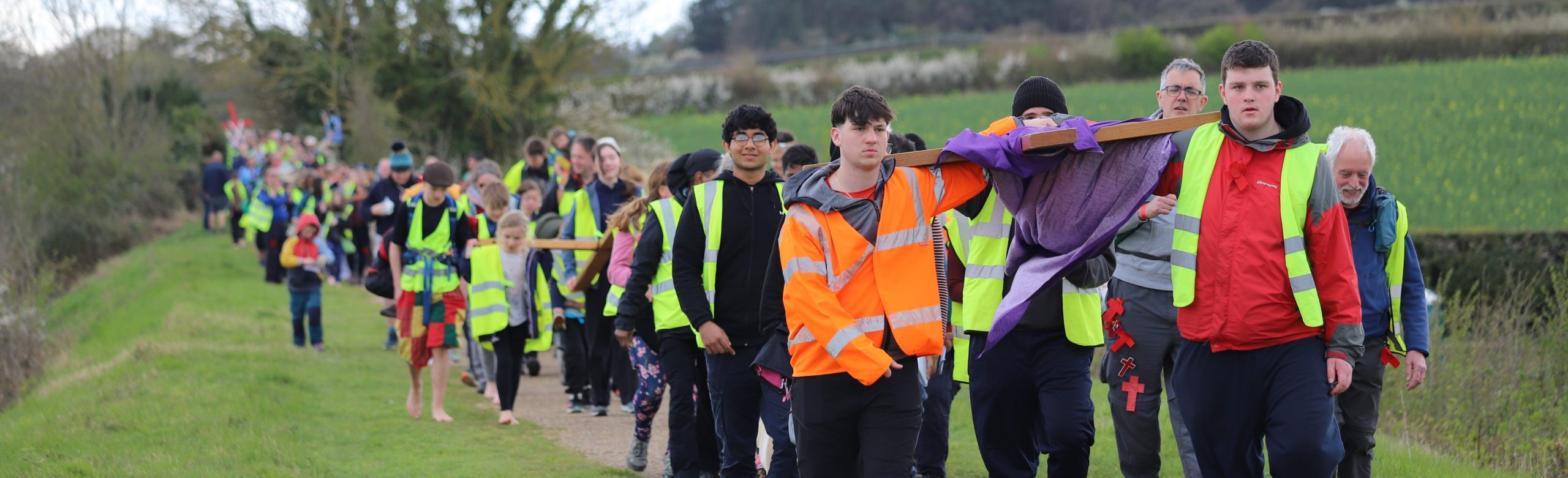 Pilgrims walking the Holy Mile into Walsingham